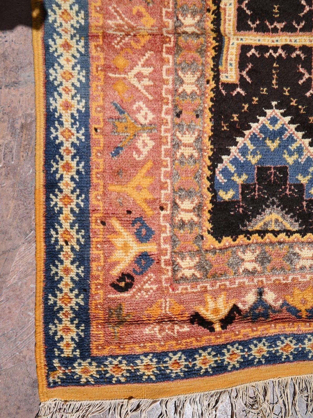 Taznakht Vintage Moroccan Rug - Henna Pink & Blue 160x255cm
