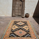 Taznakht Vintage Moroccan Rug - Henna Pink & Blue 160x255cm