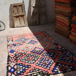 Vintage Boujad Rug - Textured Pink & Blue 167x276 Nouvelle Nomad