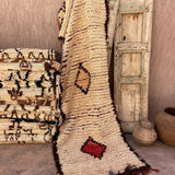 Vintage Beni Runner Rug - Cream Red Diamond 95x264cm