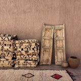 Vintage Beni Runner Rug - Cream Red Diamond 95x264cm