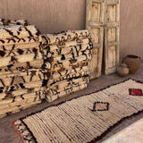 Vintage Beni Runner Rug - Cream Red Diamond 95x264cm