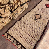 Vintage Beni Runner Rug - Cream Red Diamond 95x264cm