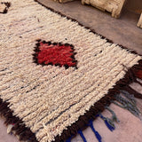 Vintage Beni Runner Rug - Cream Red Diamond 95x264cm