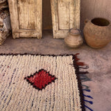 Vintage Beni Runner Rug - Cream Red Diamond 95x264cm