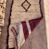 Vintage Beni Runner Rug - Cream Red Diamond 95x264cm