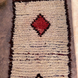 Vintage Beni Runner Rug - Cream Red Diamond 95x264cm