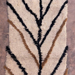 Vintage Beni Mini Rug - Cream, Black & Brown Lines 85x170cm