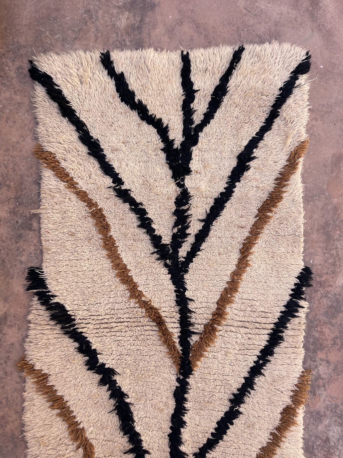Vintage Beni Mini Rug - Cream, Black & Brown Lines 85x170cm