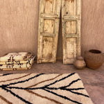 Vintage Beni Mini Rug - Cream, Black & Brown Lines 85x170cm