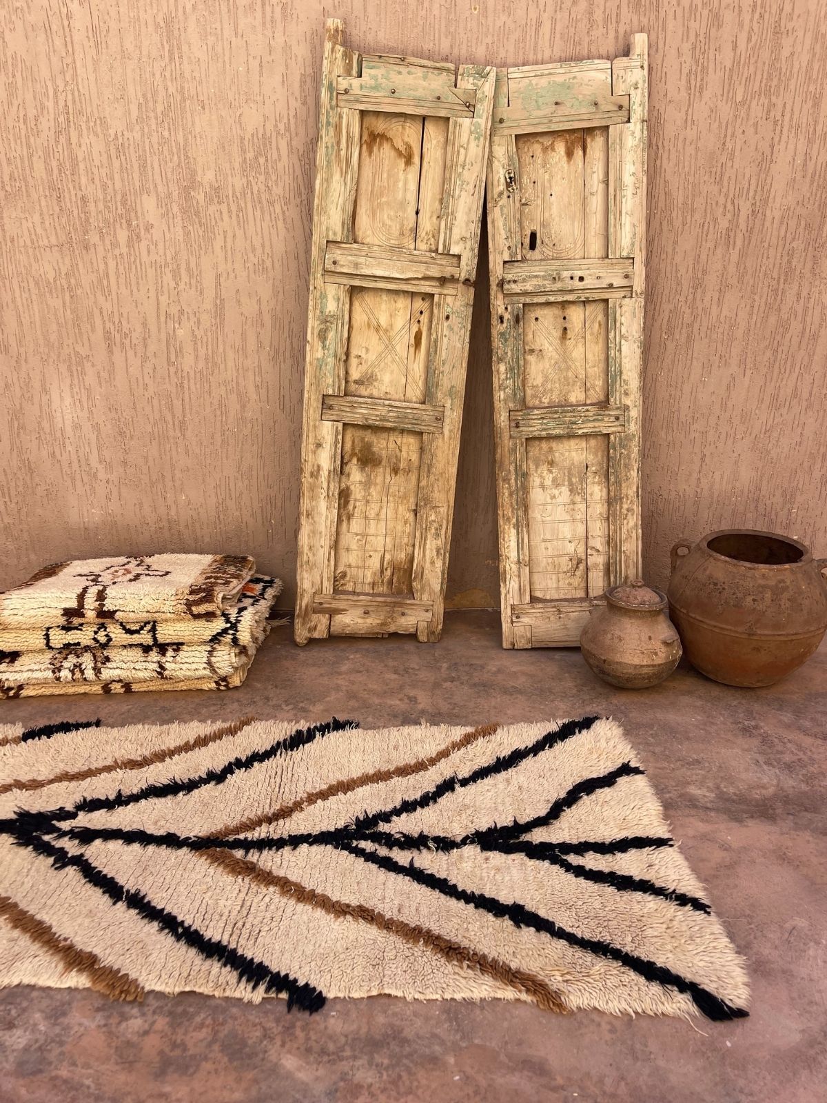 Vintage Beni Mini Rug - Cream, Black & Brown Lines 85x170cm