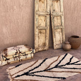 Vintage Beni Mini Rug - Cream, Black & Brown Lines 85x170cm