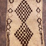Vintage Beni Mini Rug cream with brown diamonds