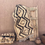 Vintage Beni Mini Rug - Cream Brown Diamonds 90x180cm