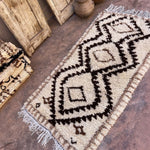 Vintage Beni Mini Rug - Cream Brown Diamonds 90x180cm