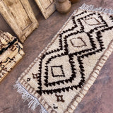 Vintage Beni Mini Rug - Cream Brown Diamonds 90x180cm