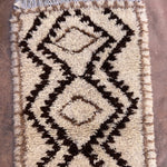 Vintage Beni Mini Rug - Cream Brown Diamonds 90x180cm
