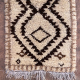 Vintage Beni Mini Rug - Cream Brown Diamonds 90x180cm