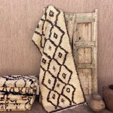 Vintage Beni Mini Rug - Cream Brown Diamonds 80x195cm