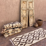 Vintage Beni Mini Rug - Cream Brown Diamonds 80x195cm