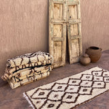 Vintage Beni Mini Rug - Cream Brown Diamonds 80x195cm