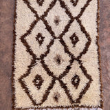 Vintage Beni Mini Rug - Cream Brown Diamonds 80x195cm