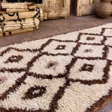 Vintage Beni Mini Rug - Cream Brown Diamonds 80x195cm