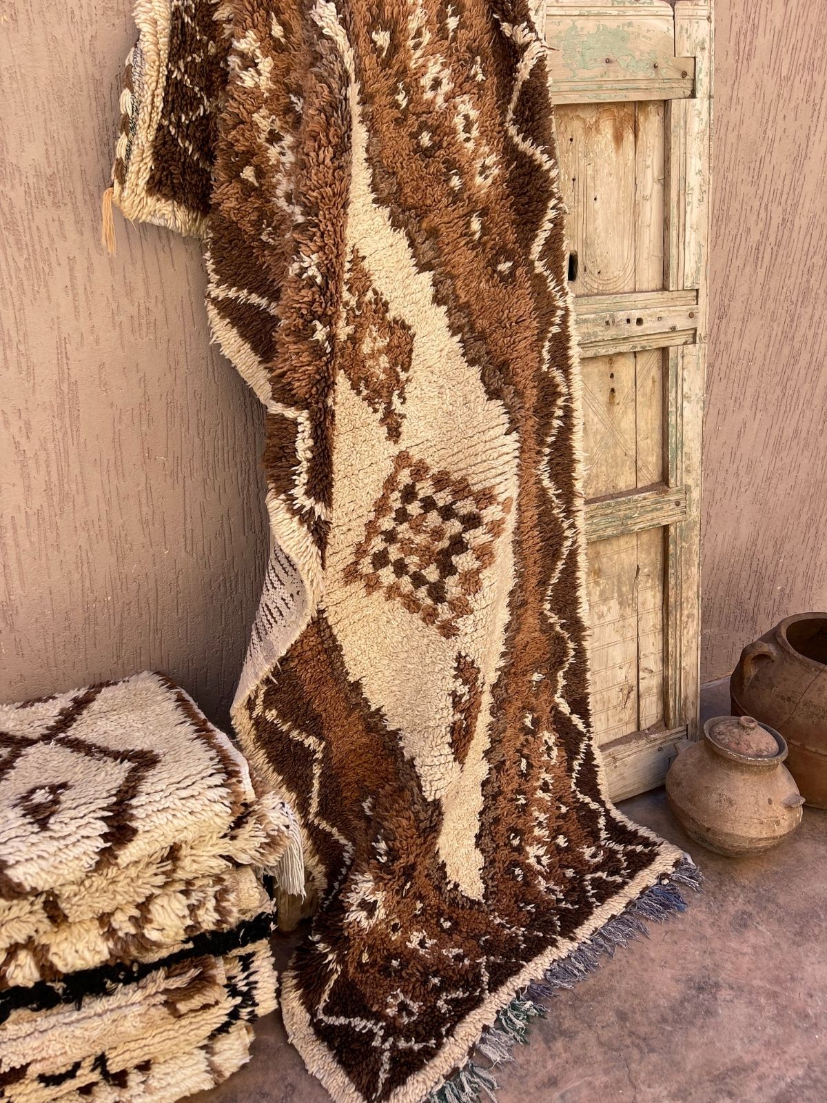 Vintage Beni Runner Rug - Brown Diamond 86x220cm