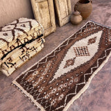 Vintage Beni Runner Rug - Brown Diamond 86x220cm
