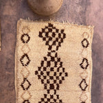 Vintage Beni Mini Rug cream with brown diamonds