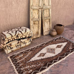 Vintage Beni Runner Rug - Brown Diamond 86x220cm