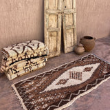 Vintage Beni Runner Rug - Brown Diamond 86x220cm