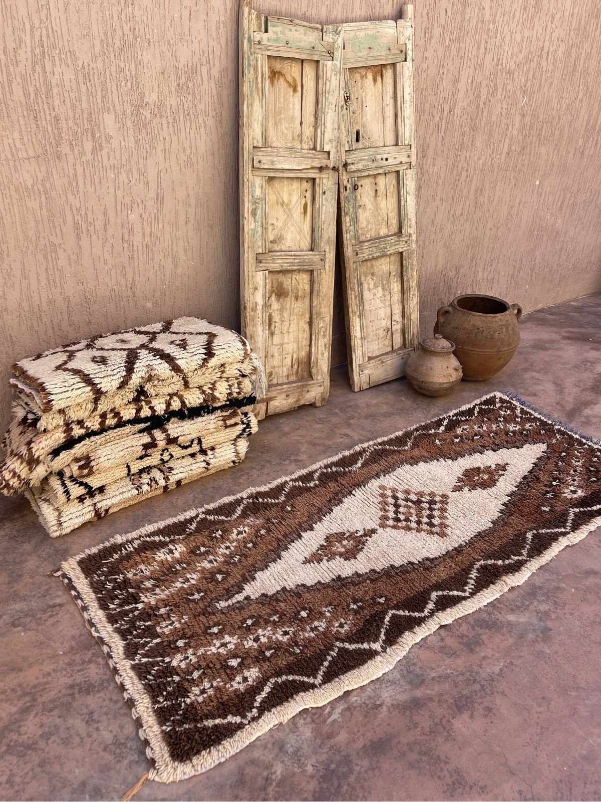 Vintage Beni Runner Rug - Brown Diamond 86x220cm