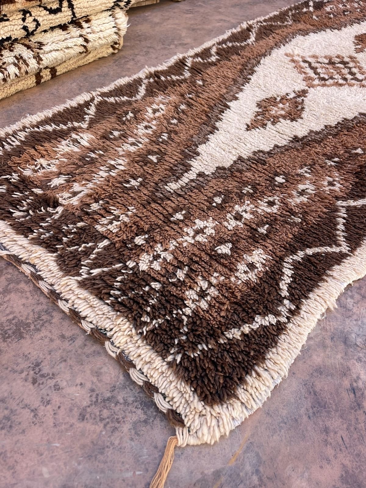 Vintage Beni Runner Rug - Brown Diamond 86x220cm
