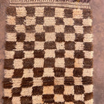 Vintage Beni Mini Rug - Cream Brown Check 70x175cm