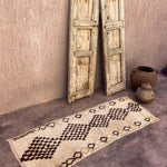 Vintage Beni Mini Rug cream with brown diamonds