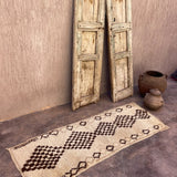 Vintage Beni Mini Rug cream with brown diamonds