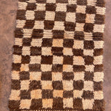 Vintage Beni Mini Rug - Cream Brown Check 70x175cm