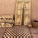 Vintage Beni Mini Rug - Cream Brown Check 70x175cm