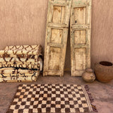 Vintage Beni Mini Rug - Cream Brown Check 70x175cm