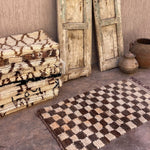 Vintage Beni Mini Rug - Cream Brown Check 70x175cm