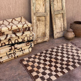 Vintage Beni Mini Rug - Cream Brown Check 70x175cm