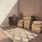 Vintage Beni Ourain Rug - Cream & Charcoal 185x280cm - Nouvelle Nomad