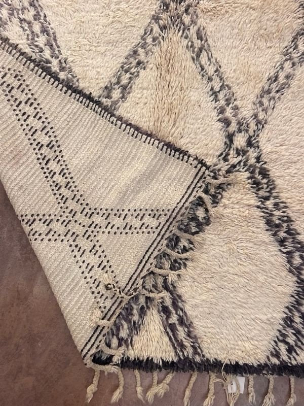 Vintage Beni Ourain Rug - Cream & Charcoal 185x280cm - Nouvelle Nomad