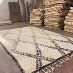 Vintage Beni Ourain Rug - Cream & Charcoal 185x280cm - Nouvelle Nomad