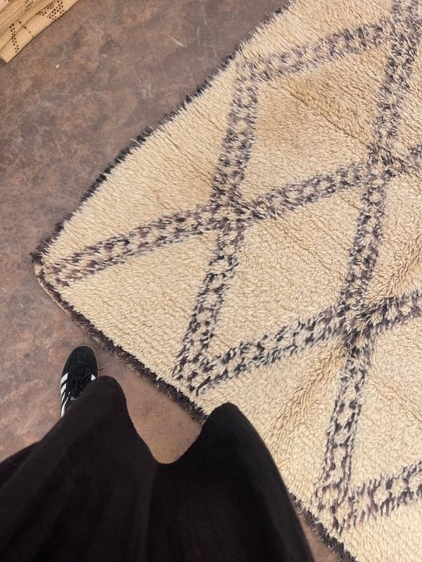 Vintage Beni Ourain Rug - Cream & Charcoal 185x280cm - Nouvelle Nomad