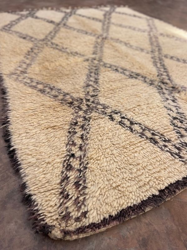 Vintage Beni Ourain Rug - Cream & Charcoal 185x280cm - Nouvelle Nomad