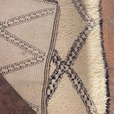 Vintage Beni Ourain Rug - Cream & Charcoal 185x280cm - Nouvelle Nomad
