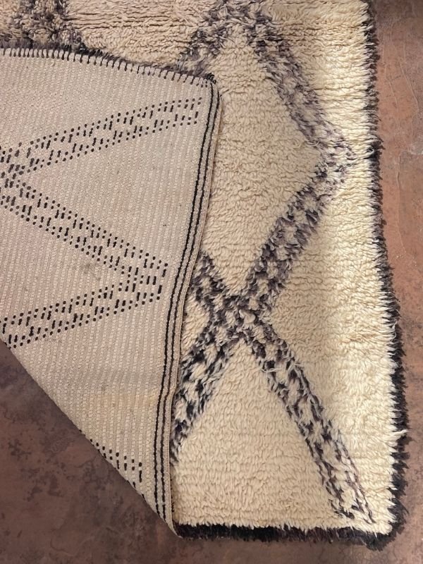 Vintage Beni Ourain Rug - Cream & Charcoal 185x280cm - Nouvelle Nomad