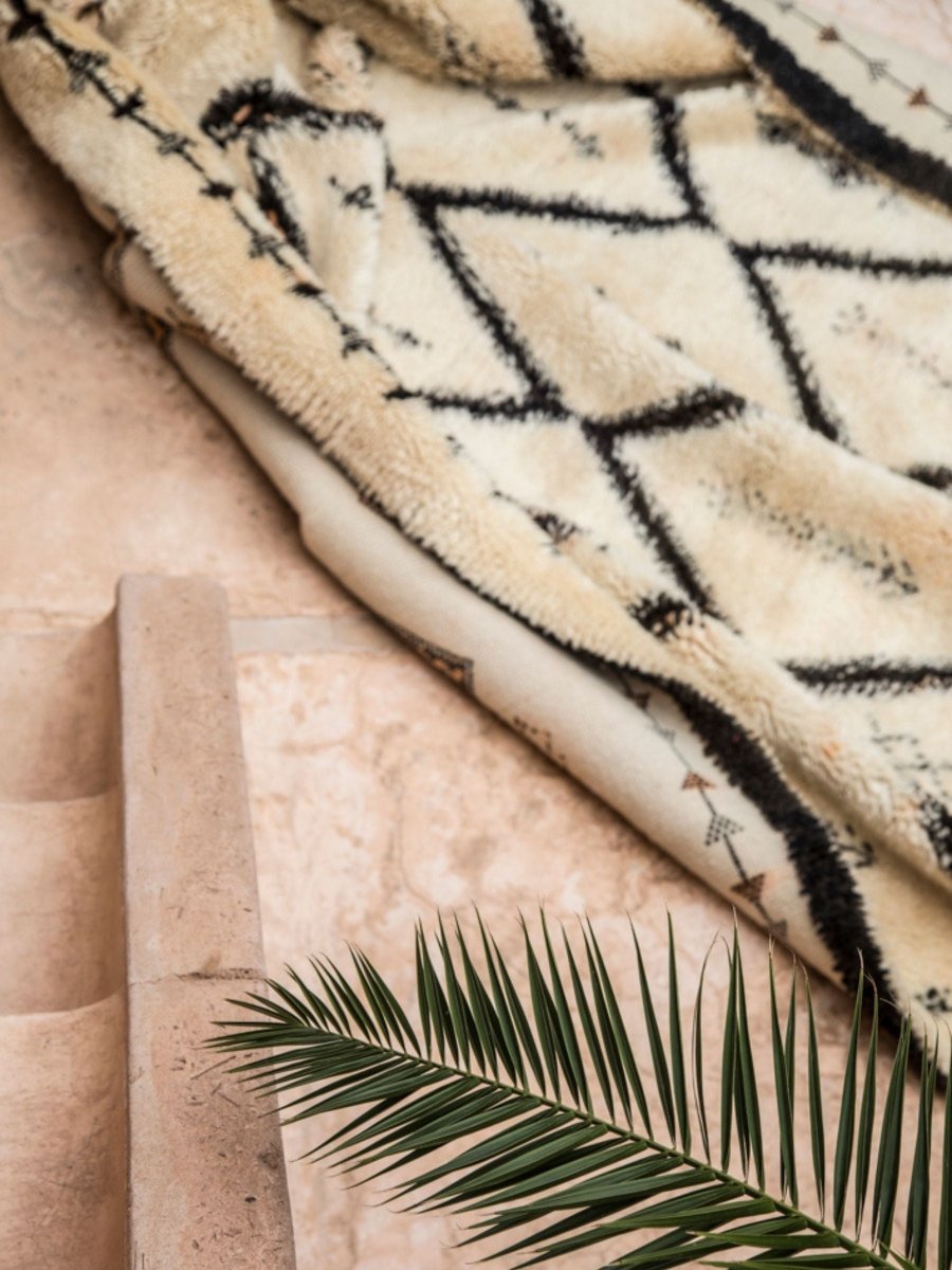 Vintage Beni Ourain Rug - Cream & BlackNouvelle Nomad